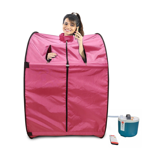 Kawachi Portable Steam Therapy Sauna Bath Single Layer for Health and Beauty Spa at Home- i140-Pink-CP