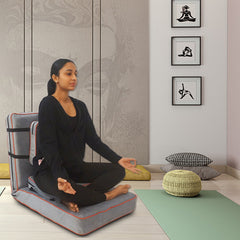 Kawachi Delux 5 Angle Recliner Folding Adjustable Relaxing Buddha Yoga Meditation Chair Backrest Floor Chair i127grey