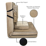 Kawachi Delux 5 Angle Recliner Folding Adjustable Relaxing Buddha Yoga Meditation Chair Backrest Floor Chair i127 Beige