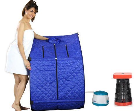 Kawachi Portable Steam Sauna Bath Panchkarma Swedan Machine for Health and Beauty Spa at Home With Stool KC10-Blue