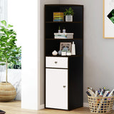 Kawachi Wooden Multipurpose Corner Wall Decor Cabinet Bookshelf Rack With Drawer Storage K559-Wenge Black-WD