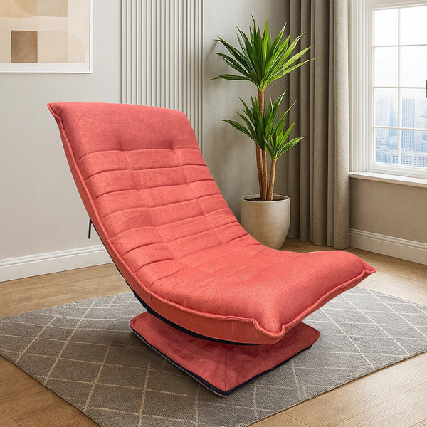 Kawachi Adjustable 5-Position Folding Recliner Floor Chair with 360 Degree Swivel- KAWY-4-Orange