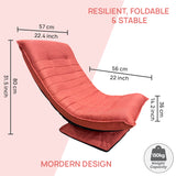 Kawachi Adjustable 5-Position Folding Recliner Floor Chair with 360 Degree Swivel- KAWY-4-Orange