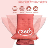 Kawachi Adjustable 5-Position Folding Recliner Floor Chair with 360 Degree Swivel- KAWY-4-Orange