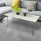 Kawachi Engineered Wood  Trianguler Centre Table Tea, Coffee Table for Living Room with Metal Hairpin Leg New Caspio Grey  kw102