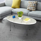 Kawachi Engineered Wood Ovel Shape Centre Table Tea/Coffee Table for Living Room with Metal Hairpin Leg Caspio Grey Model no kw104