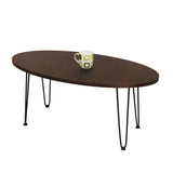 Kawachi Engineered Wood Ovel Shape Centre Table Tea/Coffee Table for Living Room with Metal Hairpin Leg Wall Nut Model no kw104