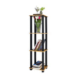 Kawachi 4-Tier Corner Shelf Rack, Bookshelf, Open Storage Display Rack and Plant Stand, Bookshelf Organizer  KW105 Beige