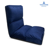 Kawachi Reclining Cushion Floor Chair for Living Room, Meditation Chair, Adjustable Back Rest with 5 Position Lock-in, Back Support, Maintain Posture While Sitting on Floor for Yoga/Pooja - Navy Blue - KW122