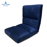 Kawachi Reclining Cushion Floor Chair for Living Room, Meditation Chair, Adjustable Back Rest with 5 Position Lock-in, Back Support, Maintain Posture While Sitting on Floor for Yoga/Pooja - Navy Blue - KW122