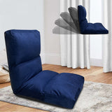 Kawachi Reclining Cushion Floor Chair for Living Room, Meditation Chair, Adjustable Back Rest with 5 Position Lock-in, Back Support, Maintain Posture While Sitting on Floor for Yoga/Pooja - Navy Blue - KW122