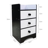 Kawachi Modern Home Bedroom Bedside Table Storage Cabinet with 3 Drawers KW23-Wenge Black-WD