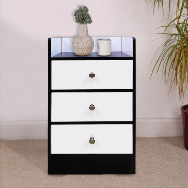 Kawachi Modern Home Bedroom Bedside Table Storage Cabinet with 3 Drawers KW23-Wenge Black-WD