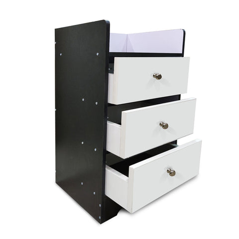 Kawachi Modern Home Bedroom Bedside Table Storage Cabinet with 3 Drawers KW23-Wenge Black-WD