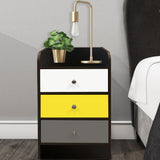 Kawachi Modern Home Bedroom Bedside Table Storage Cabinet with 3 Drawers KW23-Brown