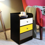 Kawachi Modern Home Bedroom Bedside Table Storage Cabinet with 3 Drawers KW23-Brown