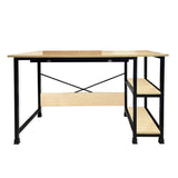 Kawachi Drafting Desk Drawing, Laptop Study Table with 2 Storage Shelf Home Office Computer Workstation Beige