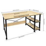 Kawachi Drafting Desk Drawing, Laptop Study Table with 2 Storage Shelf Home Office Computer Workstation Beige