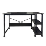 Kawachi Drafting Desk Drawing, Laptop Study Table with 2 Storage Shelf Home Office Computer Workstation Wenge Black