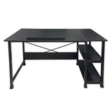 Kawachi Drafting Desk Drawing, Laptop Study Table with 2 Storage Shelf Home Office Computer Workstation Wenge Black