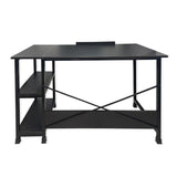 Kawachi Drafting Desk Drawing, Laptop Study Table with 2 Storage Shelf Home Office Computer Workstation Wenge Black