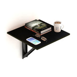 Kawachi Engineered Wood Wall Mount Bed Side Table, Folding Bedside Table, Mini Laptop Table for Home Living Room Study Room Brown