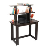 Kawachi Woodit Laptop Table/Study Table/Wooden Computer Desk with Bookshelf (Wenge Brown) KW92