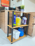 Kawachi 3 tier Multipurpose Shelf Wooden Bookshelf Storage Cabinet Home Kitchen Office Storage Display Organizer Beige KW79