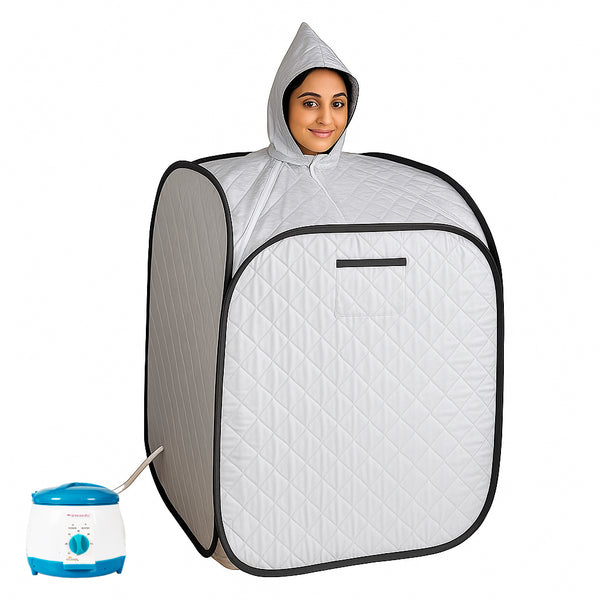 Kawachi Portable Steam Therapy Sauna Steam Bath Cabin Without Steam Generator- i136-Metalic Grey-IP