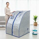 Kawachi Portable Steam Sauna, Personal Sauna Box SS Frame with Plastic Stool, Sauna Tent Saunas for Home Spa, 1.5L & 750W Steam Generator with Protection, Steam Sauna -I143- Silver