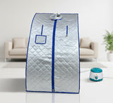 Kawachi Portable Steam Sauna, Personal Sauna Box SS Frame with Plastic Stool, Sauna Tent Saunas for Home Spa, 1.5L & 750W Steam Generator with Protection, Steam Sauna -I143- Silver