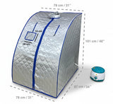 Kawachi Portable Steam Sauna, Personal Sauna Box SS Frame with Plastic Stool, Sauna Tent Saunas for Home Spa, 1.5L & 750W Steam Generator with Protection, Steam Sauna -I143- Silver