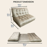 Kawachi 2 Person Covertible Floor Sofa Chair with Back Support, 5-Position Adjustable Recliner, Foldable Sleeper Lounge for Living Room, Gaming, Reading, Beige-KW126