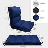 Kawachi Reclining Cushion Floor Chair for Living Room, Meditation Chair, Adjustable Back Rest with 5 Position Lock-in, Back Support, Maintain Posture While Sitting on Floor for Yoga/Pooja - Navy Blue - KW122