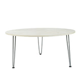 Kawachi Engineered Wood  Round Centre Table Tea, Coffee Table for Living Room with Metal Hairpin Leg Caspio Grey kw103