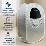 Kawachi Portable Steam Therapy Sauna Bath Can Relieve Fatigue, Lose Weight for Health and Beauty Spa at Home- i137-Silver-IP