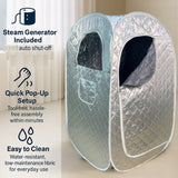 Kawachi Portable Steam Therapy Sauna Bath Can Relieve Fatigue, Lose Weight for Health and Beauty Spa at Home- i137-Silver-IP