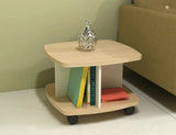 Kawachi Wooden Movable Coffee, Tea Table Living Room Small Centre Table Sofa Bedside Laptop Table with Wheels Beige KW99