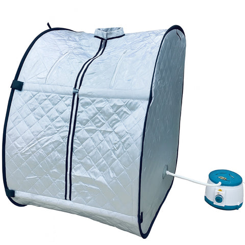 Kawachi Portable Steam Sauna Bath with 1.5L Steam Generator, 750W Power, Personal Home Spa for Full Body Detox Therapy and Relaxation i76-Silver Grey