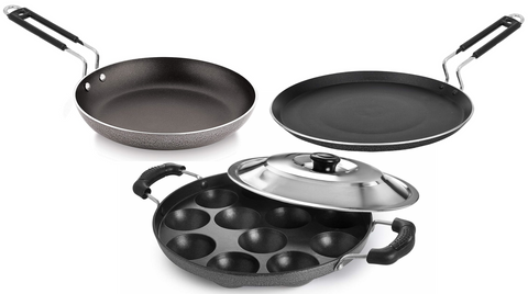 Bharu Nonstick  set for Omlet (Tapper) Pan, Dosa Tawa & Appam Patra