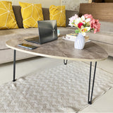 Kawachi Engineered Wood  Trianguler Centre Table Tea, Coffee Table for Living Room with Metal Hairpin Leg Caspio Dark KW101