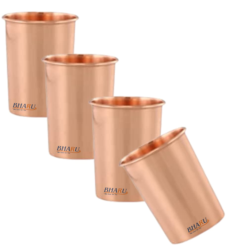 Home Bharu plain matte Copper glass ( Pack of 4)