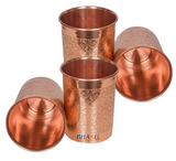 Bharu embossed Copper glass  ( Pack of 4)