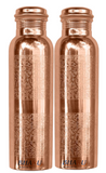 Bharu Embossed Copper Bottle 1000 ml- Pack of 2