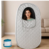 Kawachi Portable Steam Therapy Sauna Bath Can Relieve Fatigue, Lose Weight for Health and Beauty Spa at Home- i137-Silver-IP