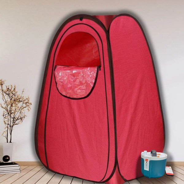 Kawachi Portable Steam Sauna Bath for Home Full Body Personal Sauna at Home Spa with 2 L 1000W Steam Generator- i139-Reddish Maroon-CP