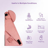 Kawachi 3Pcs Set Orthopedic Adjustable Bed Wedge Pillow-Memory Foam with Head Rest-Back Support for Bed, Leg Elevation, Acid Reflux, GERD, Snoring- KW138-Baby Pink