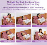 Kawachi 3Pcs Set Orthopedic Adjustable Bed Wedge Pillow-Memory Foam with Head Rest-Back Support for Bed, Leg Elevation, Acid Reflux, GERD, Snoring- KW138-Baby Pink