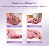 Kawachi 3Pcs Set Orthopedic Adjustable Bed Wedge Pillow-Memory Foam with Head Rest-Back Support for Bed, Leg Elevation, Acid Reflux, GERD, Snoring- KW138-Baby Pink