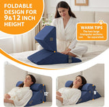 Kawachi 3Pcs Set Orthopedic Adjustable Bed Wedge Pillow-Memory Foam with Head Rest-Back Support for Bed, Leg Elevation, Acid Reflux, GERD, Snoring- KW138-Navy Blue